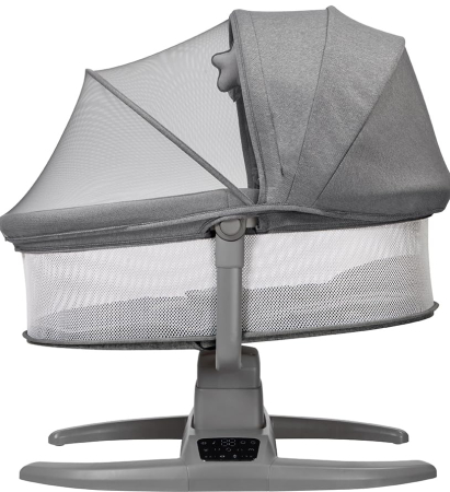 Patut Leagan Electric Mastela Gri Multi-Miscare cu Aplicatie, Muzica si Copertina [1]