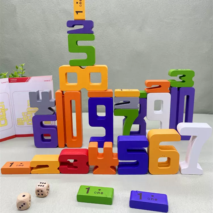 Jucarii - Set de blocuri de stivuire matematică STEM Numere din Lemn