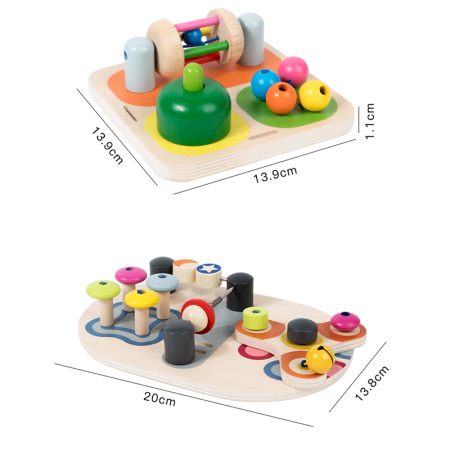 Busy Board din Lemn Montessori - Jucarie Educationala pentru Abilitati Motrice Fine [2]