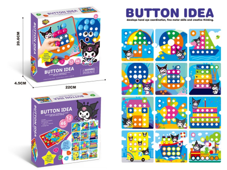 Jocuri educative (3 ani +) - Joc Mozaic Kurumi Button Idea – 12 Sabloane si 46 Butoni