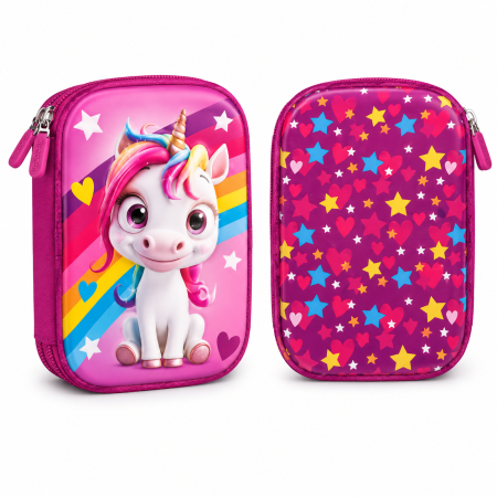 Accesorii de Scoala - Penar 3D Neechipat, Model Unicorn, 1 Fermoar, S-Cool