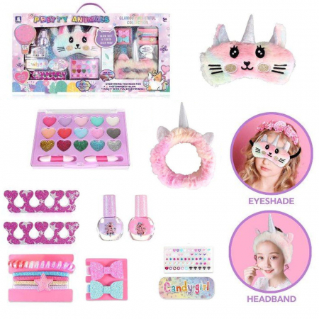 Papusi -Casute- Masute infrumusetare ( 3 ani +) - Kit de Machiaj Little Fashionista Pretend – Set de Frumusete DIY pentru Fete