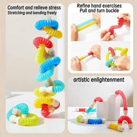 Set STEM magnetic 86 piese, bile si tuburi flexibile colorate, jucarie educativa [2]