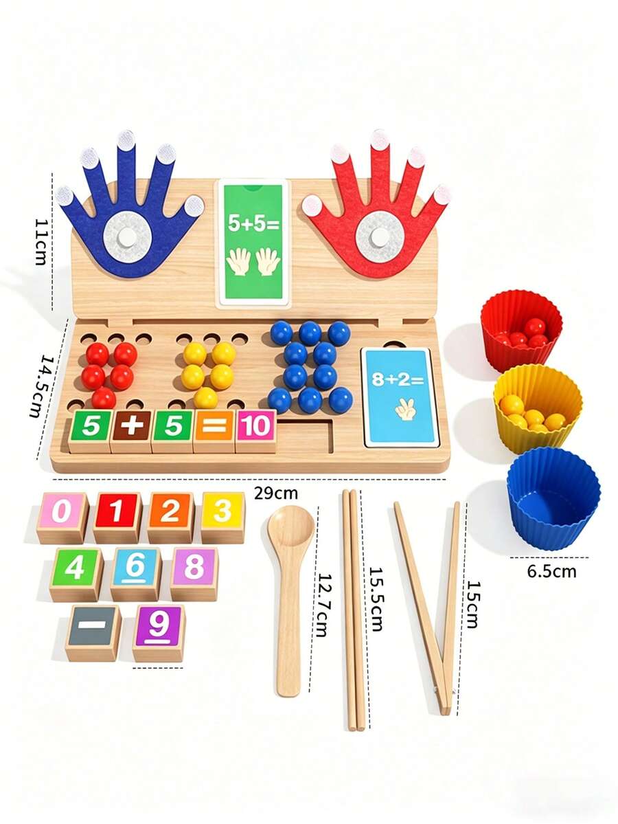 Set Matematica Montessori Bile  Maini Degete Mobile Lingura Lemn [3]