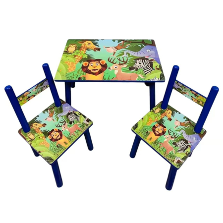 Mobilier si accesorii - Set Masuta cu Două Scaune pentru Copii – Animale din Jungla