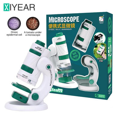 Jucarii - Microscop Portabil Copii 60-180x LED  2in1 Stativ