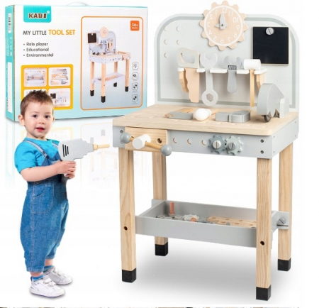 Set scule - Truse doctor copii ( 3 ani +) - Banc de Lucru din Lemn pentru Copii - Jucarie Educativa Montessori cu Trusa de Scule
