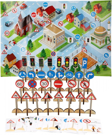 Set Educativ Indicatoare Rutiere din Lemn pentru Copii – Invatare Semne Circulatie [5]
