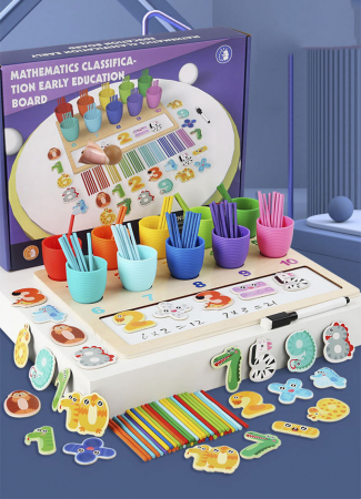 Table educative (3 ani +) - Joc Educativ Montessori - Clasificare Culori si Invatare Numere, Jucarie Lemn Copii
