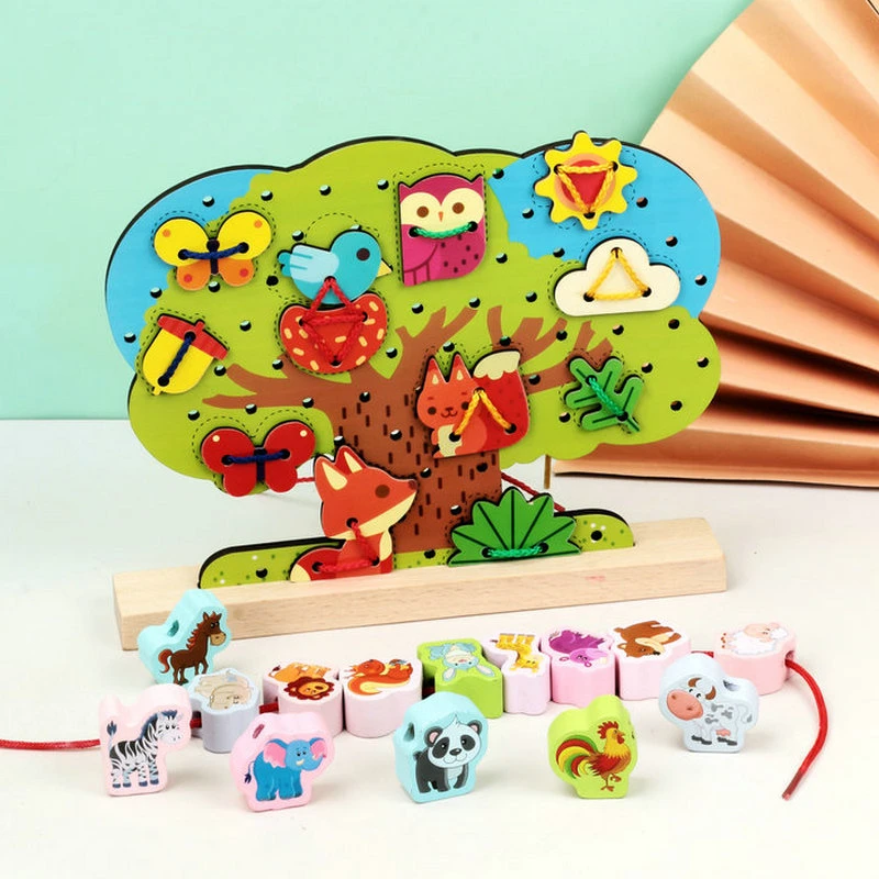REDUCERI - Joc de Snuruit Montessori din lemn Copacul cu Animale