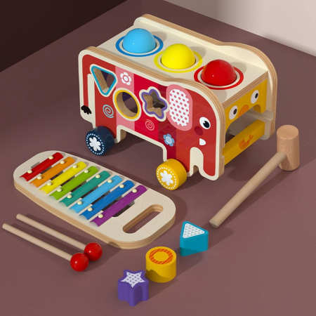 Jucarie Montessori 4 in 1 – Xilofon, Ciocanit [2]