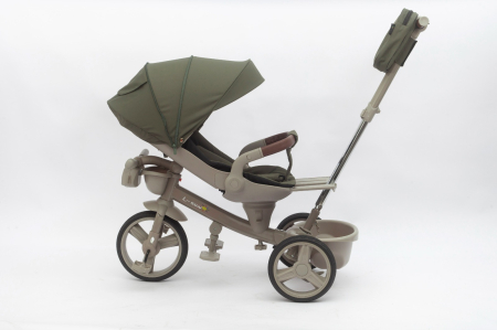 Tricicleta L-SUN Verde Olive Taupe, Scaun 360°, Roti PVU, 6 Luni-5 Ani [3]