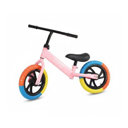 Masinute Biciclete cu si fara pedale - Bicicleta Echilibru Fara Pedale Roz, Roti Multicolore EVA, 2-5 Ani