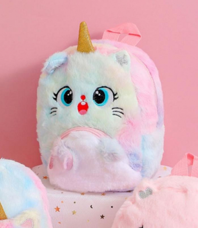 Jucarii din Plus - Mascote din Plus(3 ani +) - Ghiozdan Din Plus Pisica Unicorn 3D Rucsac Gradinita din PLus Pisica Unicorn