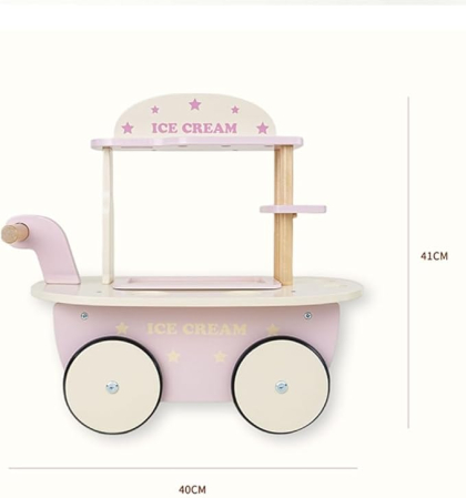 Carucior din Lemn Stand de Inghetata, Joc de Rol Montessori [5]