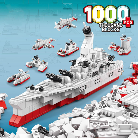 Cuburi Constructie STEM 1000 Piese Ocean Nave 6 in 1 – Set Naval Creativ [1]
