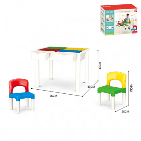 Set Masa cu 2 Scaune tip Lego Duplo 2 in 1 Masuta ineractiva cu 2 scaune [4]