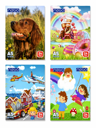 Accesorii de Scoala - Set 20 Caiete A5 Tip I, 24 File, Design Colorat, Nebo
