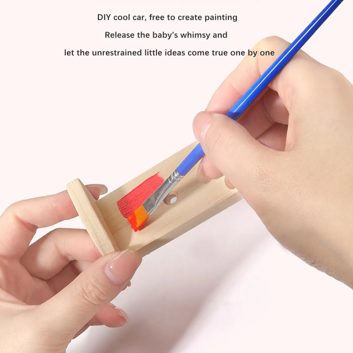 Set Masini din Lemn de Asamblat si Pictat – 3 Kituri DIY cu Vopsele, Pensule si Autocolante [2]
