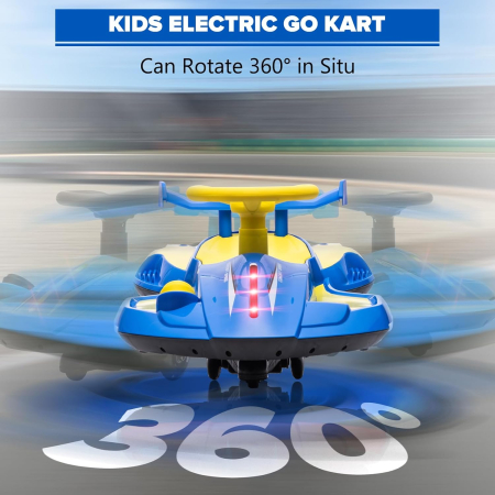 Kart Electric Drift 12V pentru Copii cu Lumini LED, Muzica Bluetooth, Rotire 360° Albastru [3]