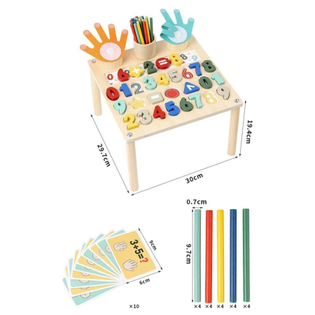 Masa Matematica Montessori Lemn, Cifre 3D  Palme Degete [2]