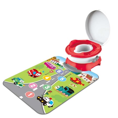 Camera copilului - Olita Interactiva 3 in 1 cu Covoras Muzical Vehicule, Rosie