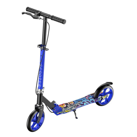 Jucarii exterior - Trotineta pliabila frana dubla, Cric, platforma antiderapanta – Albastra 100 kg