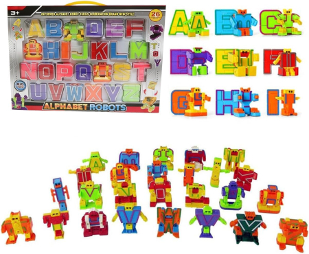 Jucarii Copii - Joc STEM Educational – Set 26 Roboti Alfabet Transformabili in Litere