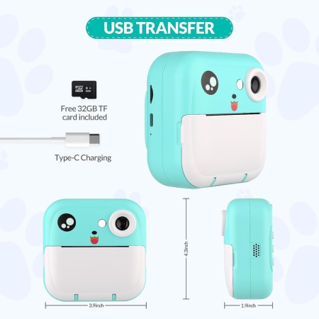 Camera Foto Instant pentru Copii  Printare Termica, 1080p HD, 24MP, Ecran 2.4 [5]