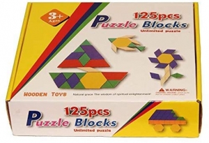 Joc din Lemn Tangram Puzzle Blocks 125 piese - 250 piese [1]