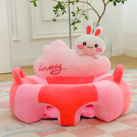 Fotolii din plus - Fotoliu din PLus Bebe Sit Up cu spatar si manere Iepuras roz Lovely