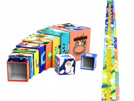 Cub de Piramida Colorat Turn Puzzle cu Animale [1]