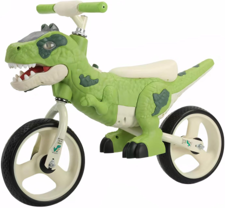 Masinute Biciclete cu si fara pedale - Bicicleta de Echilibru Copii Dinozaur Verde cu Muzica si Lumini, 2–6 ani