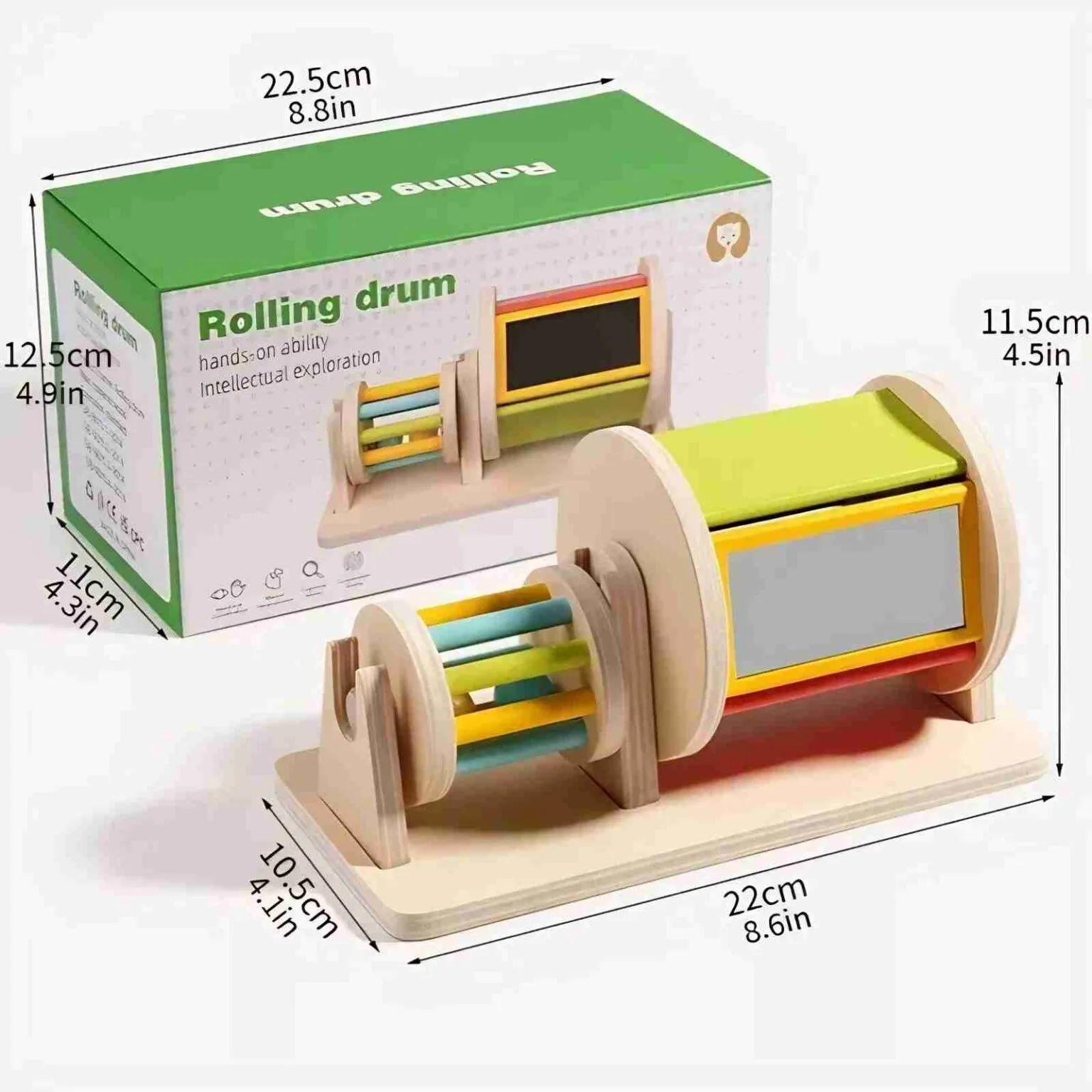 Tambur Rotativ Montessori Lemn 2 in 1 cu Oglinda [7]