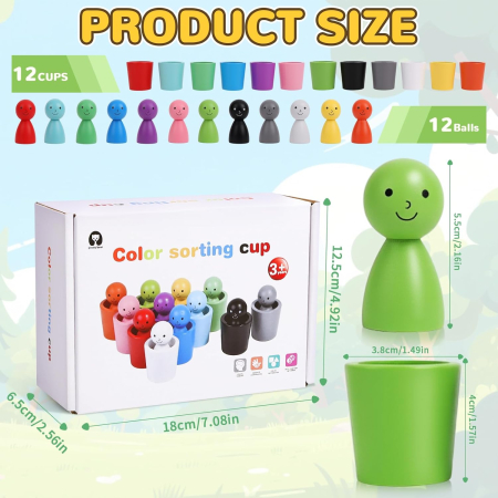 Joc Montessori Sortare si Asociere 12 Culori din Lemn – Joc Educativ [3]
