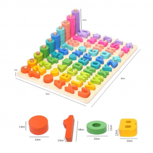 Joc Lemn Litere si Cifre 6 in 1 Joc Montessori Litere, Cifre Mari [2]