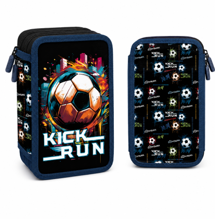 Penare copii - Penar Echipat Kick Run, 38 Piese, 3 Fermoare, Yollo