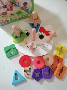 Joc Lemn Educativ Puzzle Pisicuta 5 Coloane [5]