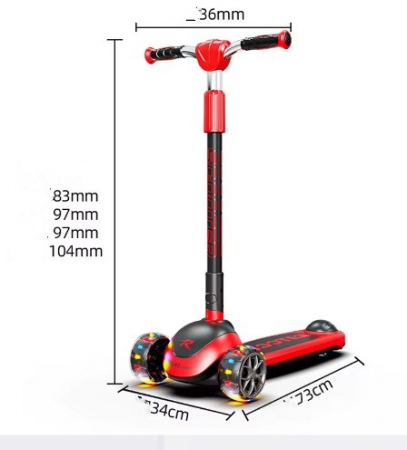 Trotineta Rosie pliabila copii 3 roti cu lumina LED si inaltime reglabila – 60 kg [3]