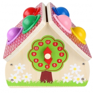 Casuta din lemn multifunctionala cu bile si ceas "BALL HOUSE" [1]