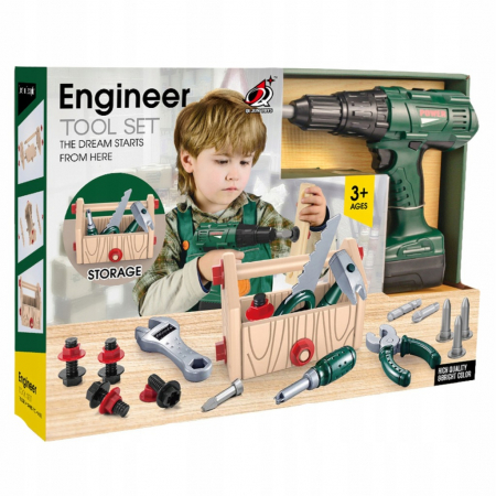Set scule - Truse doctor copii ( 3 ani +) - Set de Scule pentru Baieti - Burghiu Electric si Unelte Realiste de Jucarie