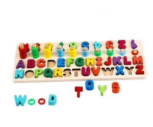 Table educative (3 ani +) - Set Puzzle din Lemn Montessori sa invatam Alfabetul si Cifrele 4 in 1