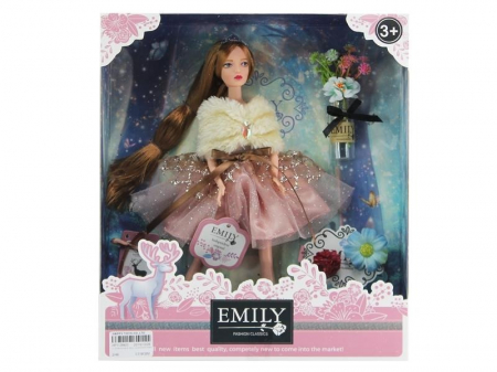Papusi -Casute- Masute infrumusetare ( 3 ani +) - Papusa Emily cu Articulati cu Buchet de Flori