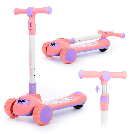 Trotineta Copii 3 Roti Pliabila cu Lumini LED – Reglabila, Play Roz [1]