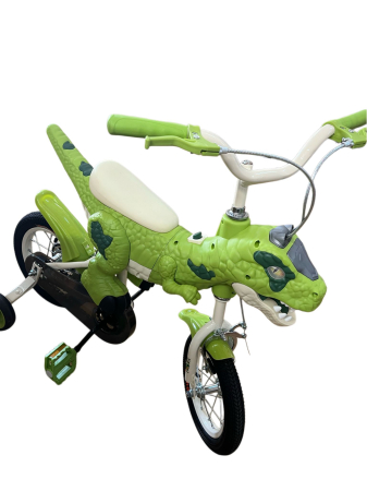 Bicicleta Copii Dinozaur T-Rex 3D Verde, 12 Inch, Roti Ajutatoare [4]