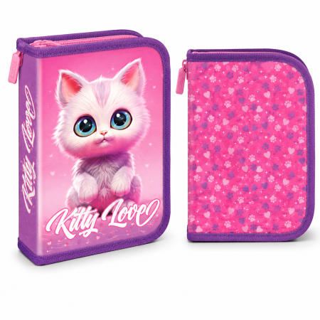 Accesorii de Scoala - Penar Neechipat Kitty Love, 1 Fermoar, 2 Extensii, S-Cool