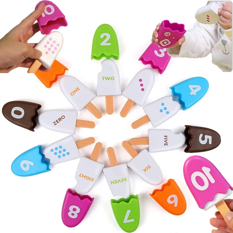 Jocuri educative (3 ani +) - Set Educational pentru Recunoasterea Numerelor si Culorilor - Pops de Inghetata Interactivi