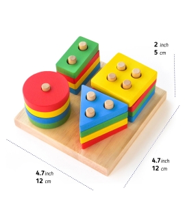 Joc din Lemn Figuri Geometrice Sortare Color Set [2]