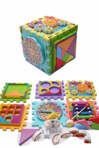 Joc Cub din Lemn multifunctional 6 in 1 Puzzle [5]