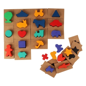 Puzzle din Lemn Blocuri Colorate si Decupaje Pigloo [4]